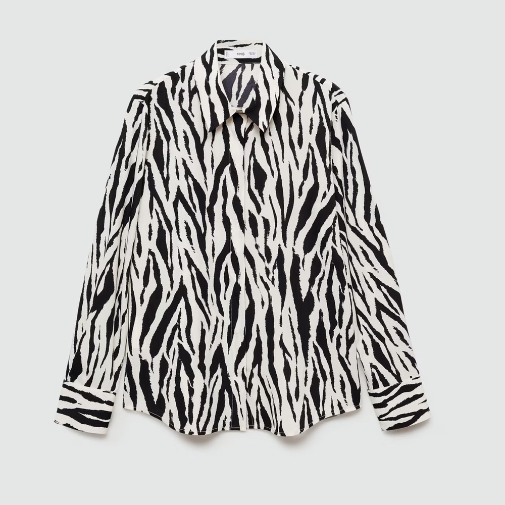 Mango Black and White Zebra printed flowy shirt NWT - Picture 2 of 4